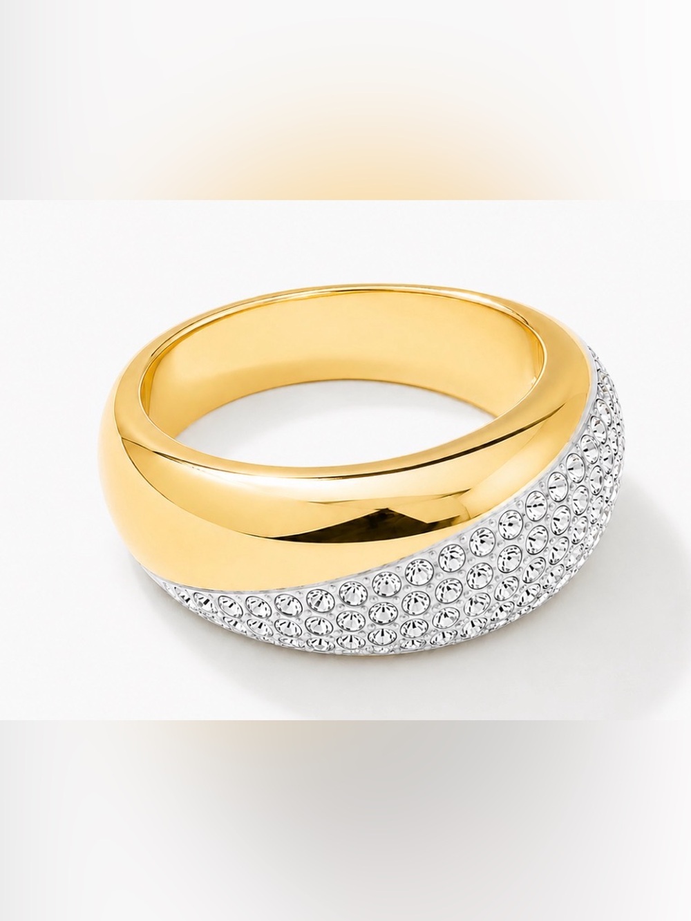 Touchstone Crystal Crossline Ring size 7 NIB
Gold plated with Swarovski crystals